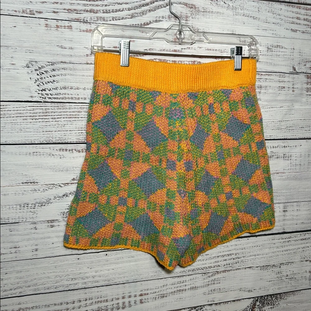 Free People Beach Malibu Pattern Knit Colorful Geometric Women Shorts Small - Picture 12 of 13